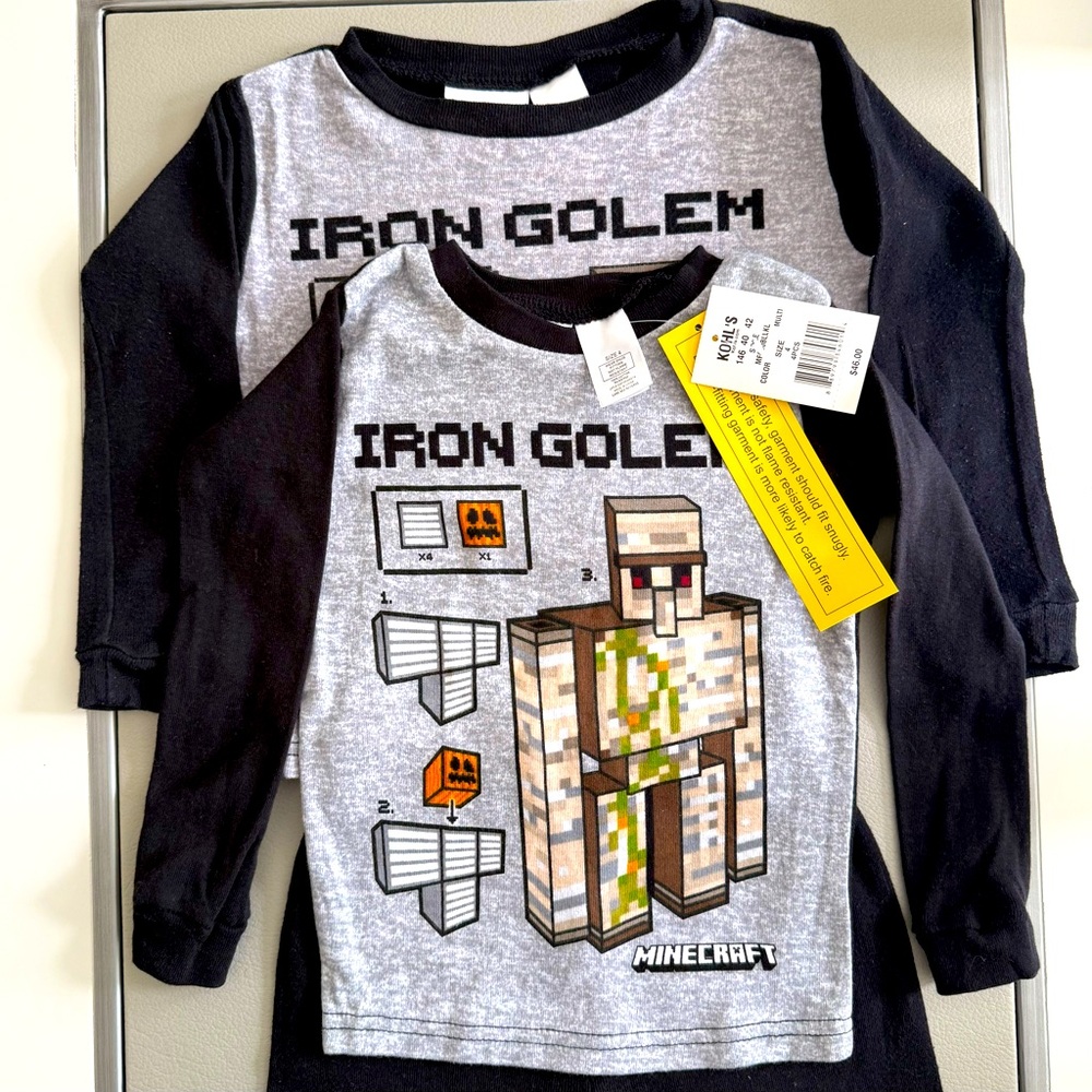 MINECRAFT - Pajamas Set | 2 Long-sleeve Shirts & 1 Long Pant | Size T4 | NWT/EUC